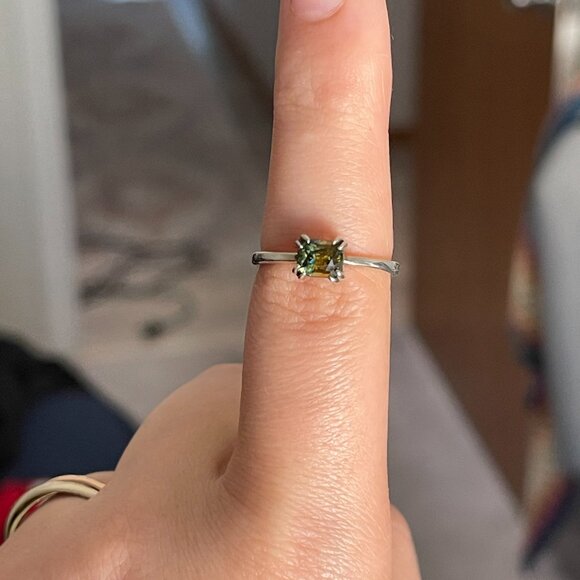 Cushion Parti Sapphire-Natural, Unheated 1.06 ct ring sz 7 sterling silver - Picture 3 of 7